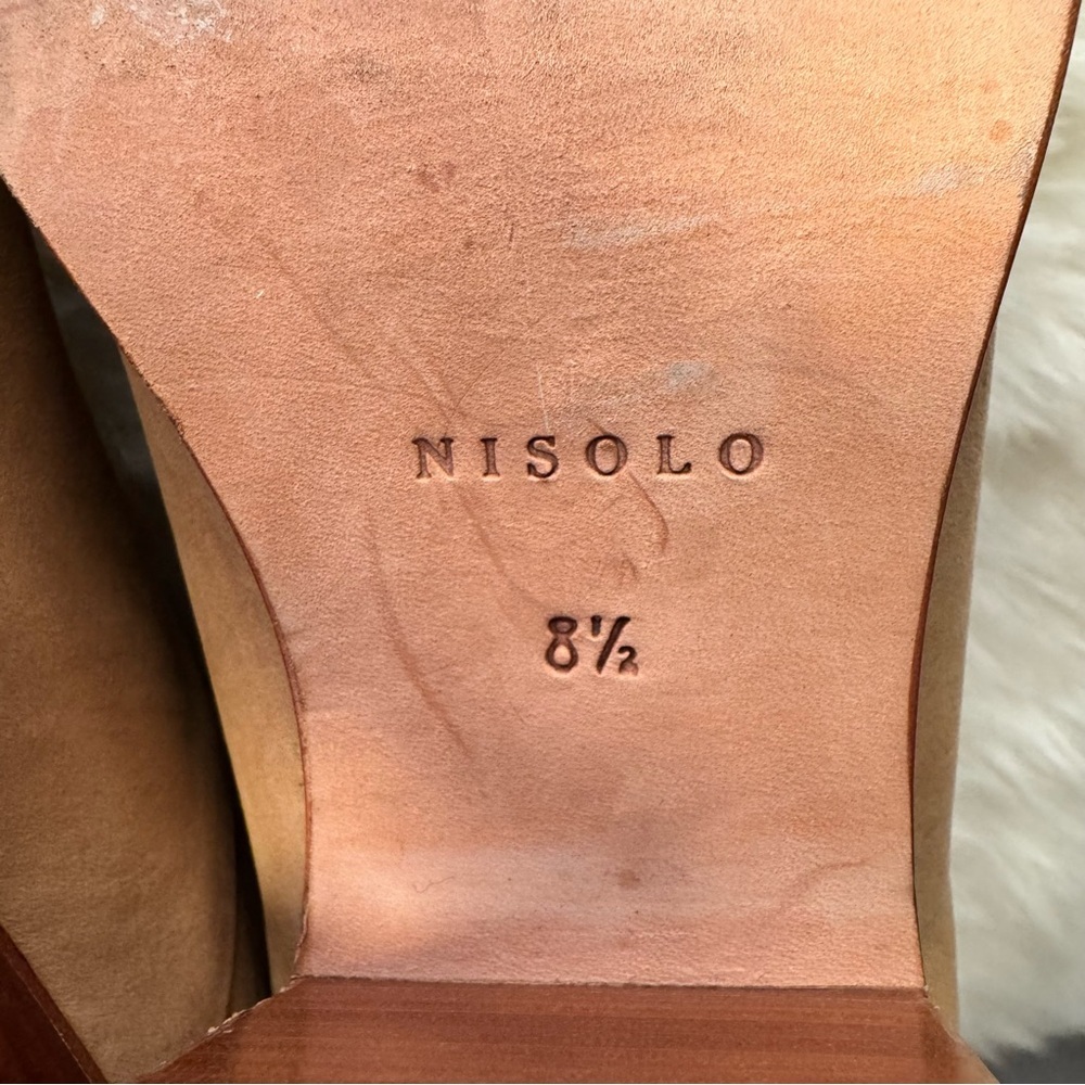 NISOLO Dari Boot - Ankle Booties Block Heel Suede Leather Wheat Tan Size 8.5 - Picture 4 of 14